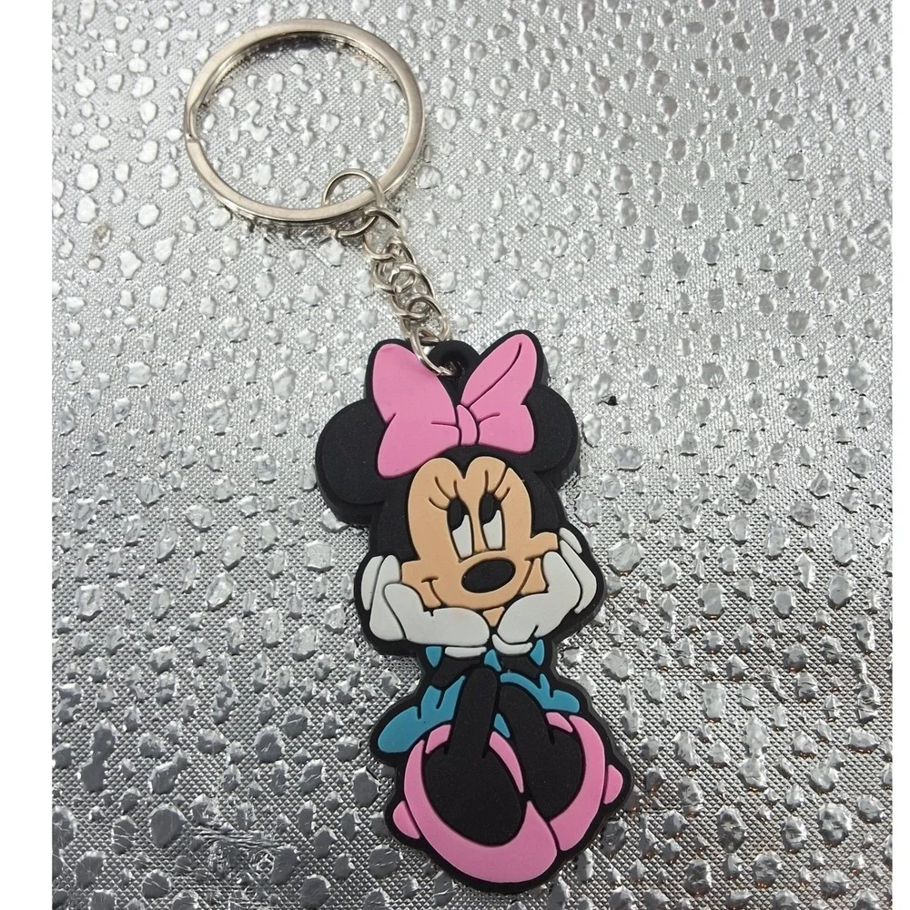 Disney Minnie Mouse Rubber Keychain Set‎ of 3 | Pink & Black Bag Charm Fob